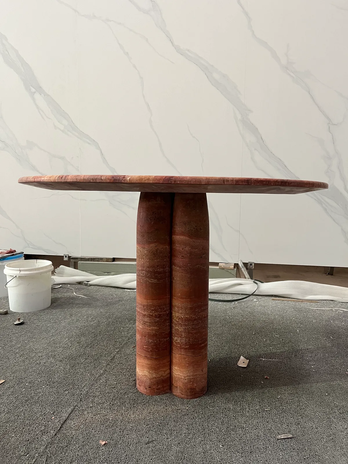 Red Travertine Table Round Travertine Pedestal Dingning Table