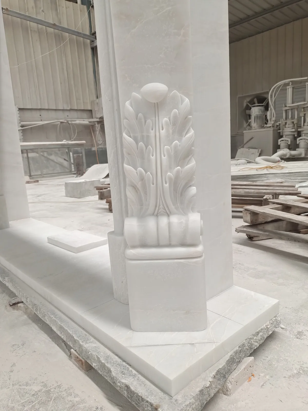 White Jade Marble Fireplace Mantel Surround French Style