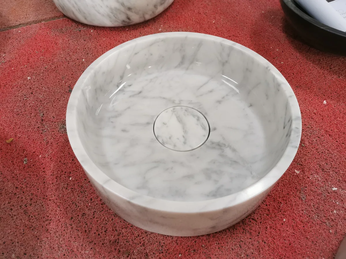 Carrara White Marble Round Wash Basin