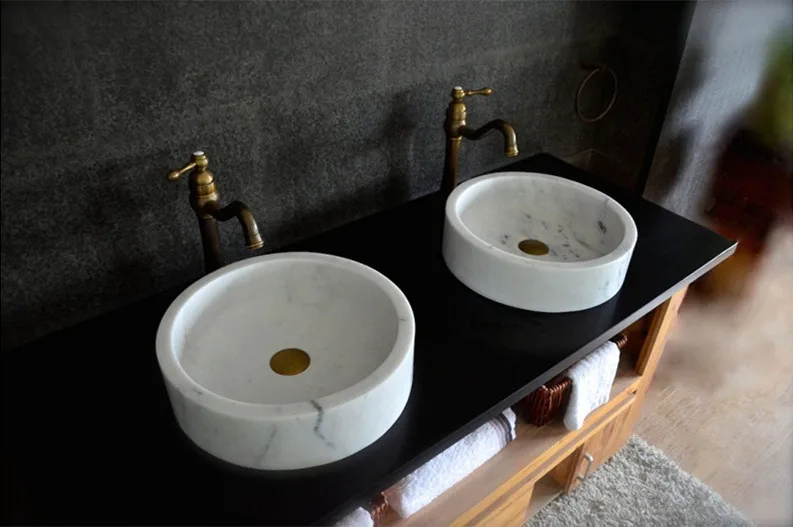 Carrara White Marble Round Wash Basin