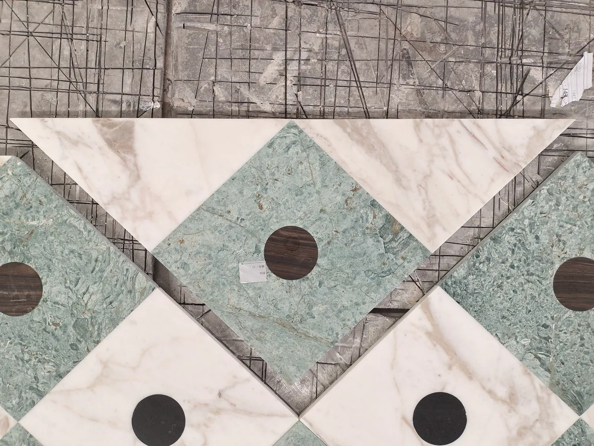 Geometric Water-jet Marble Mosaic Multicolor Floor Tile
