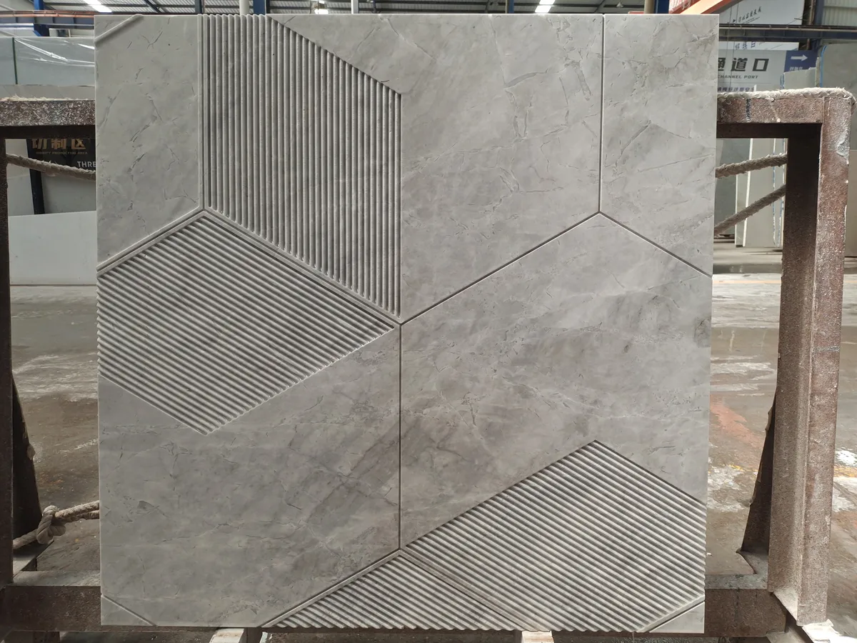 Modern Geometric Pattern Fendi Blue Marble Wall Panel Tile