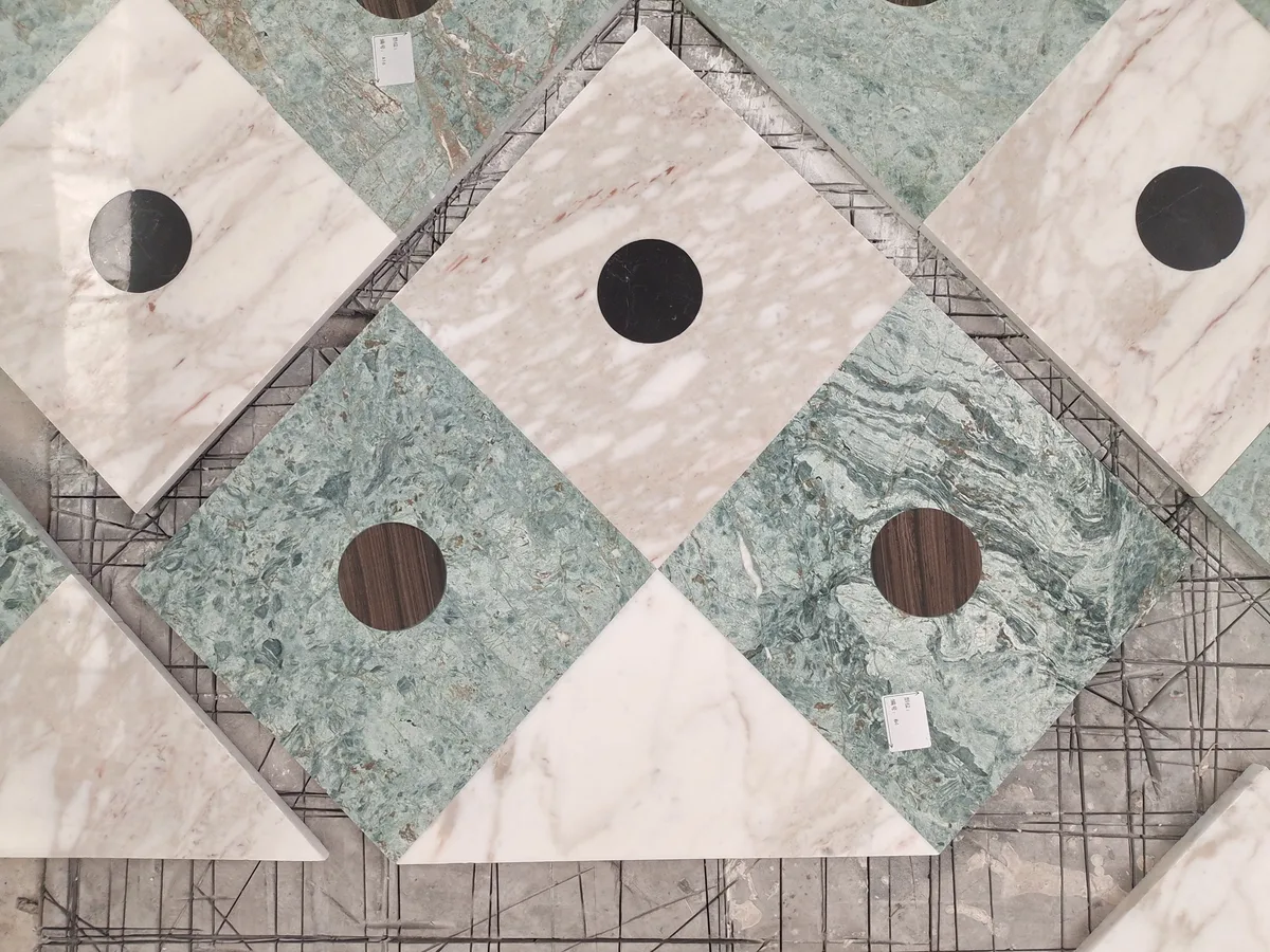 Geometric Water-jet Marble Mosaic Multicolor Floor Tile