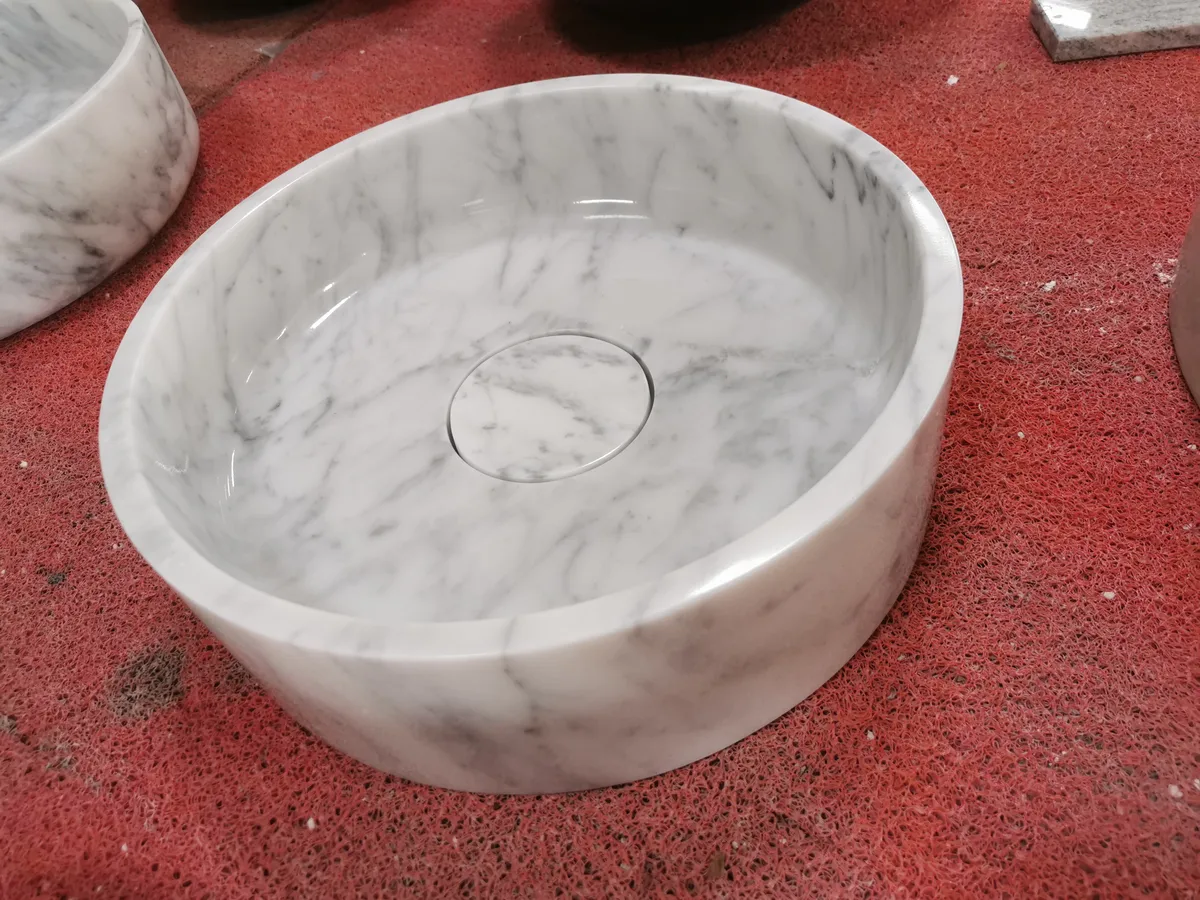 Carrara White Marble Round Wash Basin
