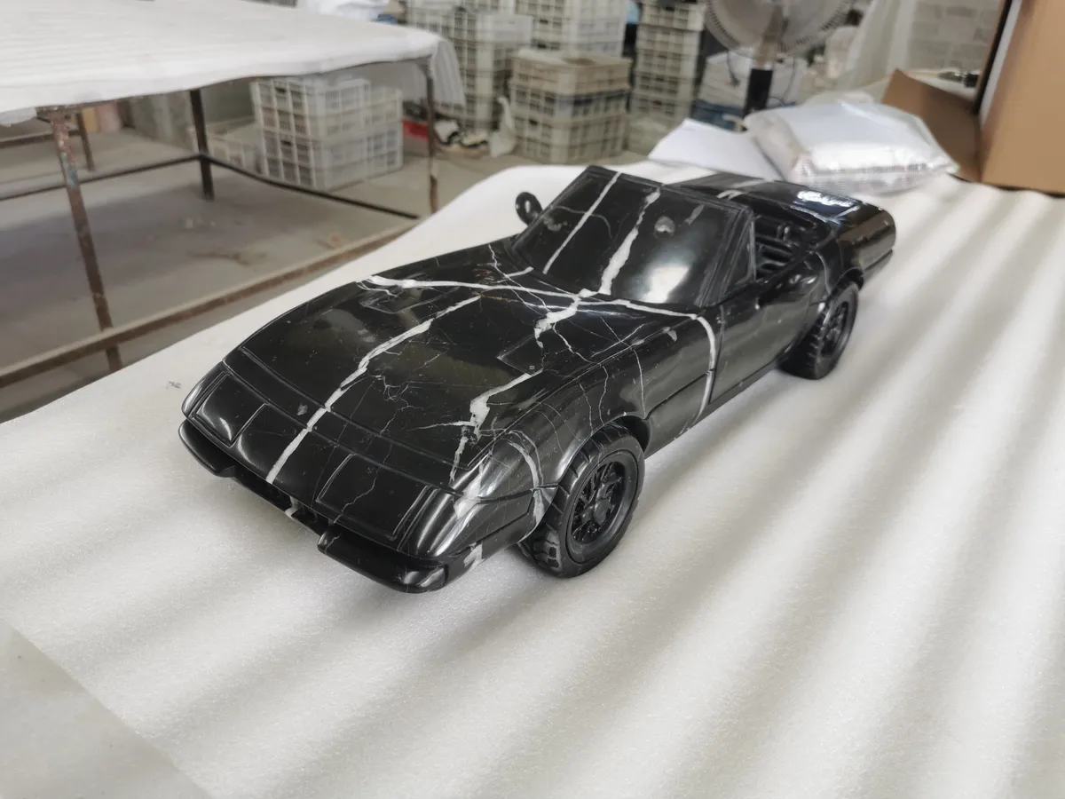 Nero Margiua Marble Car Model Hand Carved Sculpture Artwork