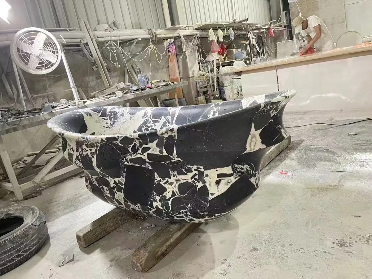 Noir Grand Antique Marble Bathtub