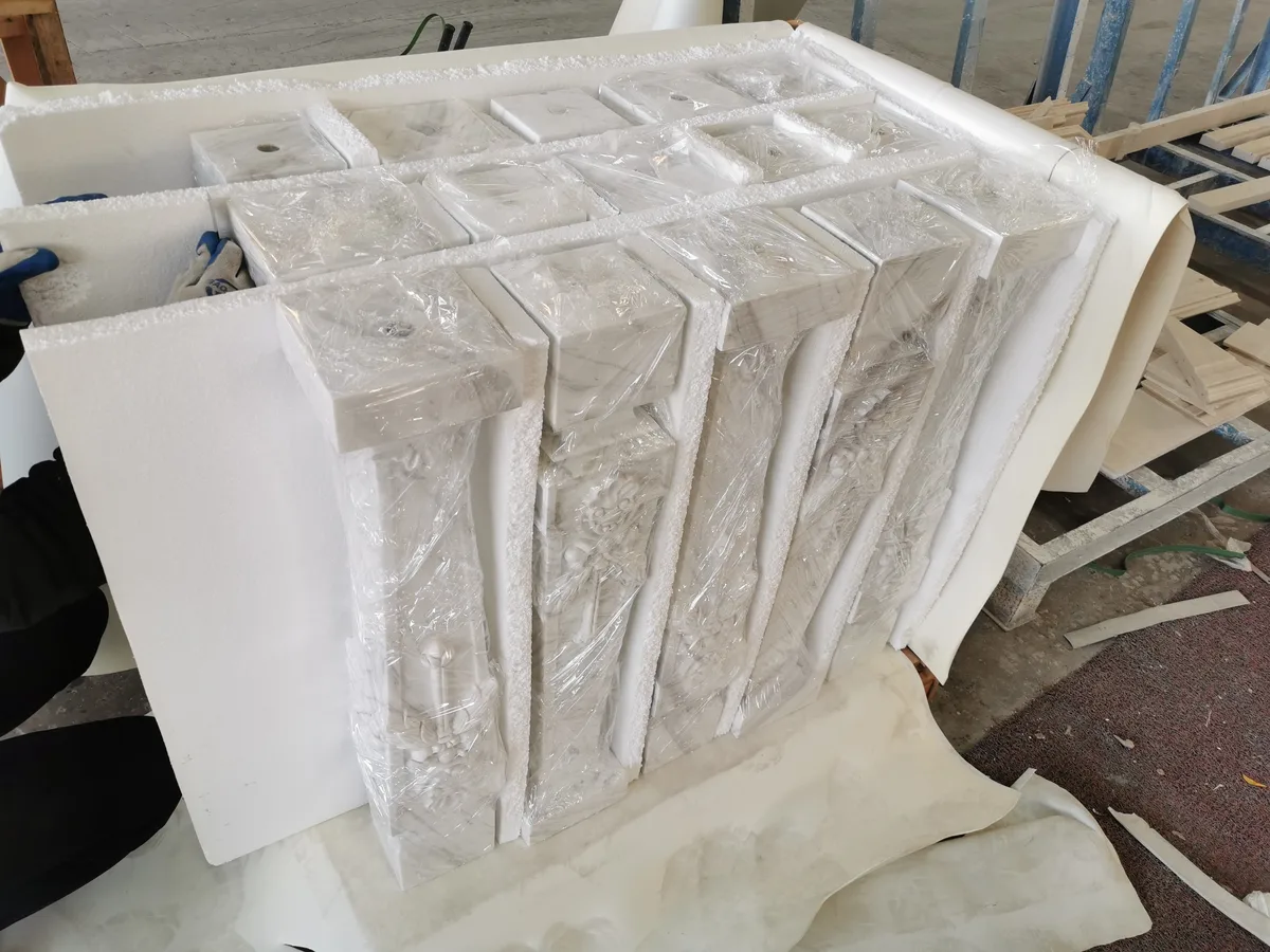 Volakas White Marble Baluster Column Carved Pillar