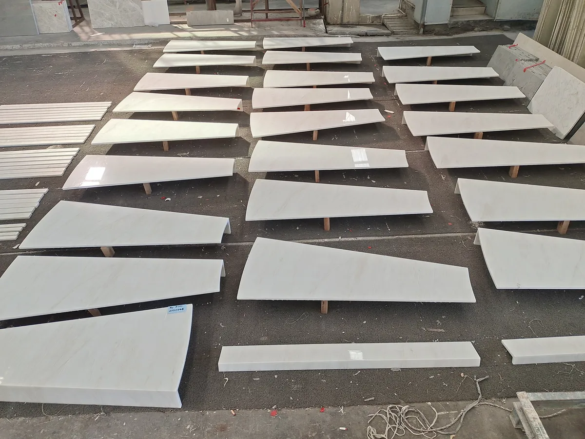 White Jade Marble Spiral Staircase Slab