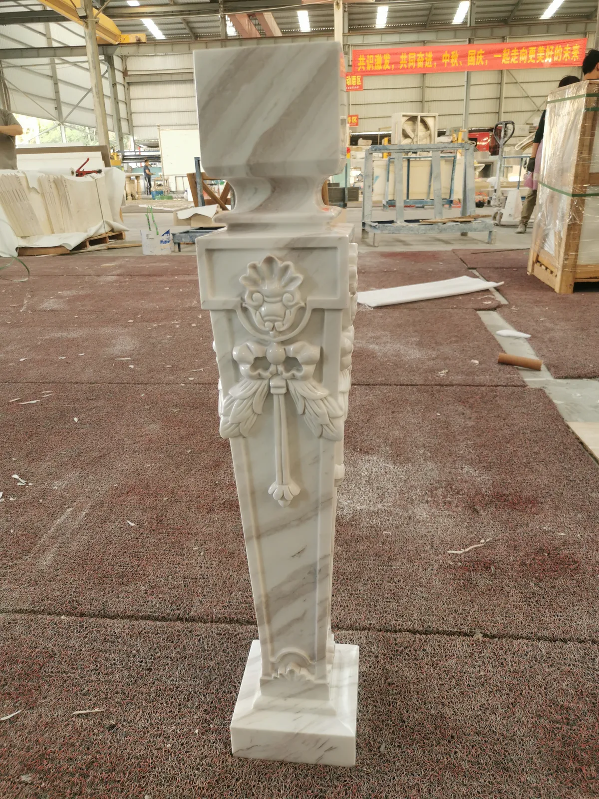 Volakas White Marble Baluster Column Carved Pillar