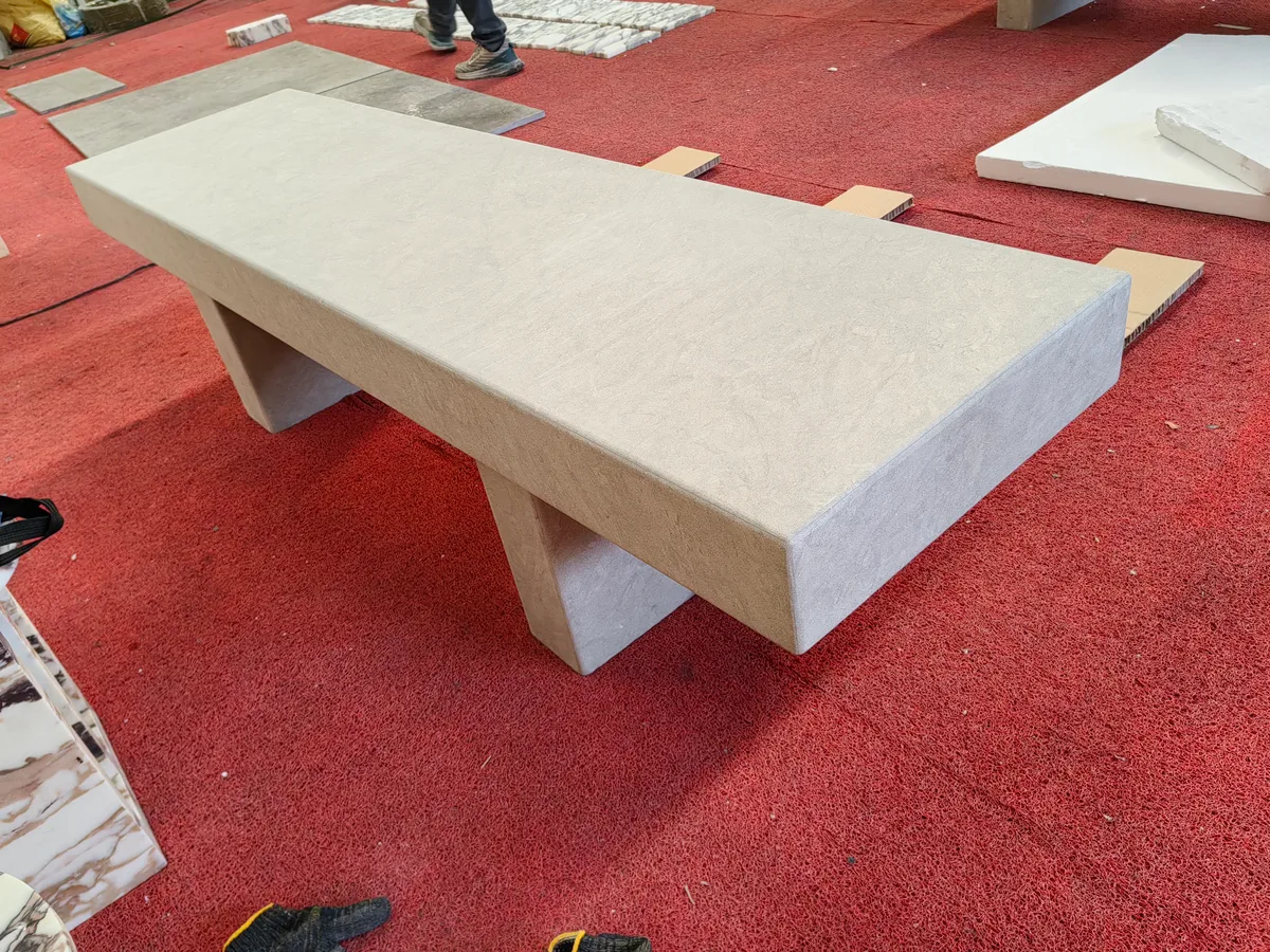 Prague Grey Marble Bench Honed Straight Stone Bench