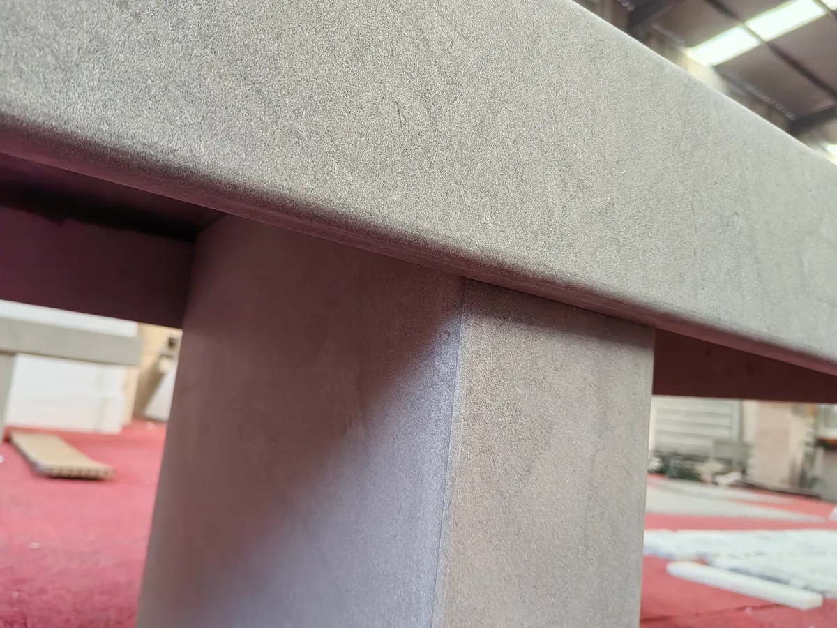 Prague Grey Marble Bench Honed Straight Stone Bench