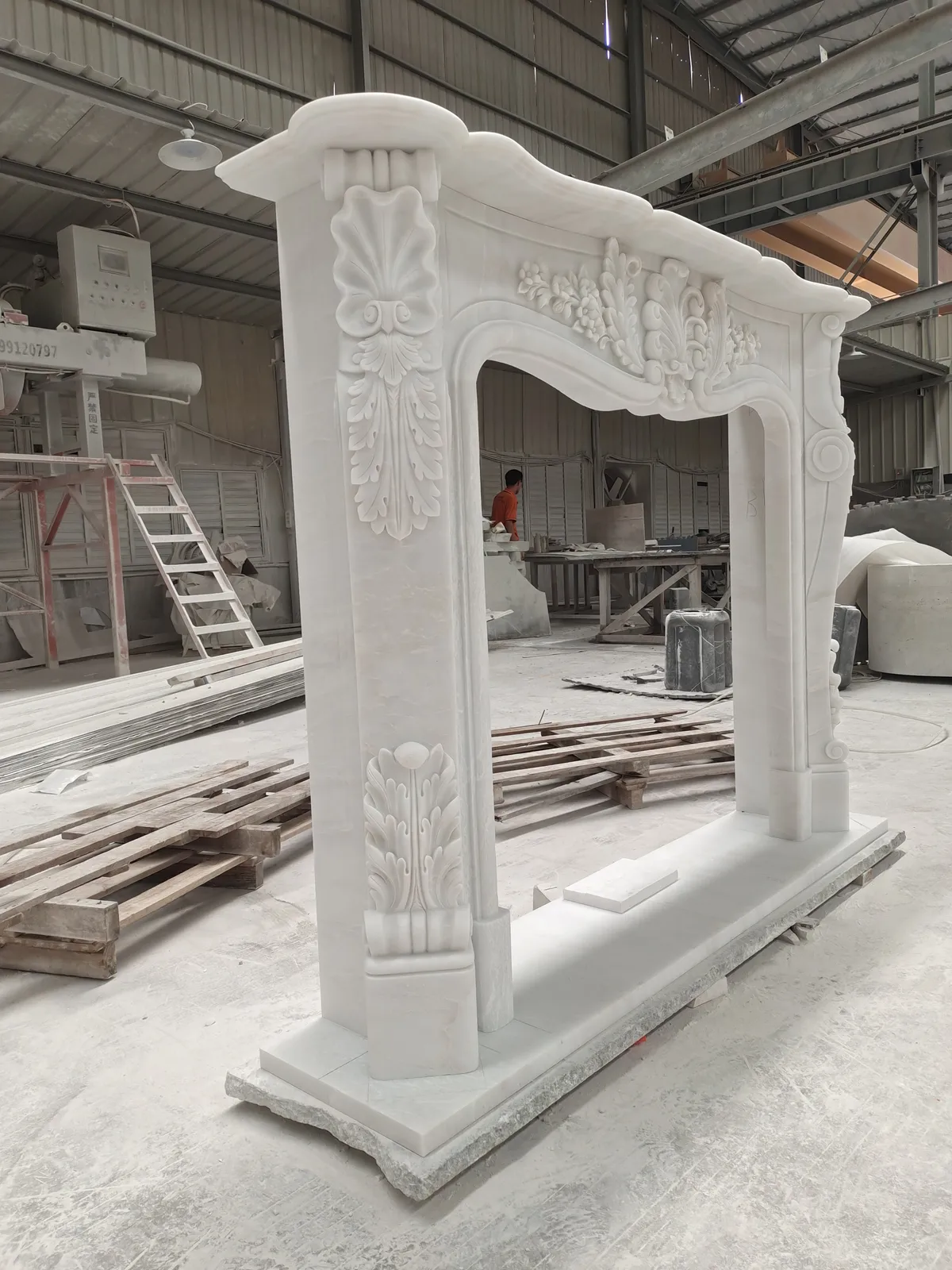 White Jade Marble Fireplace Mantel Surround French Style