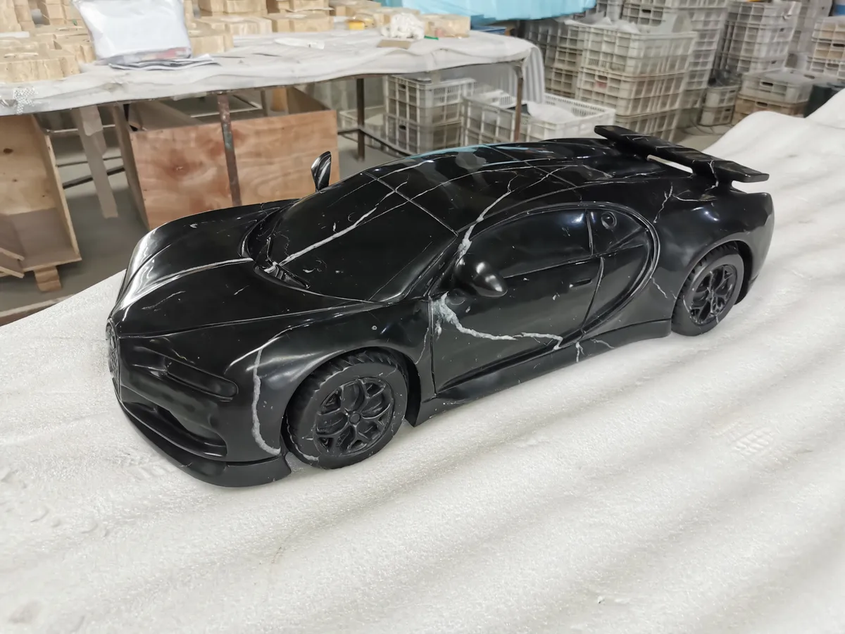 Nero Margiua Marble Car Model Hand Carved Sculpture Artwork