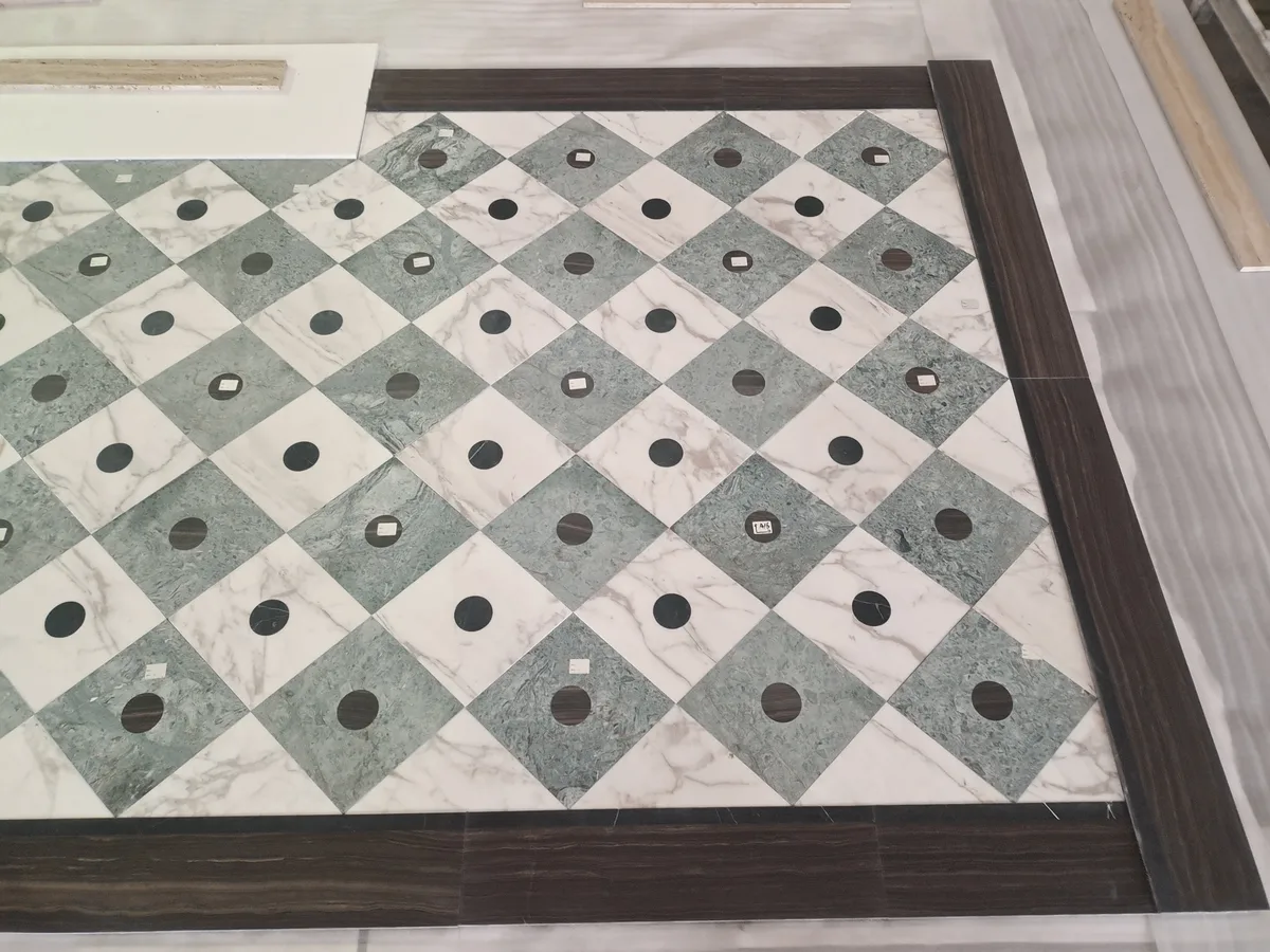 Geometric Water-jet Marble Mosaic Multicolor Floor Tile