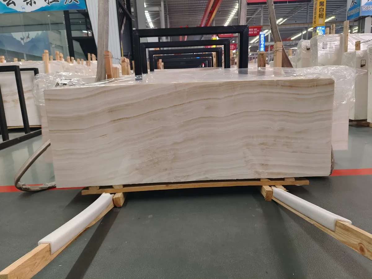 Ruled White Onyx Slab