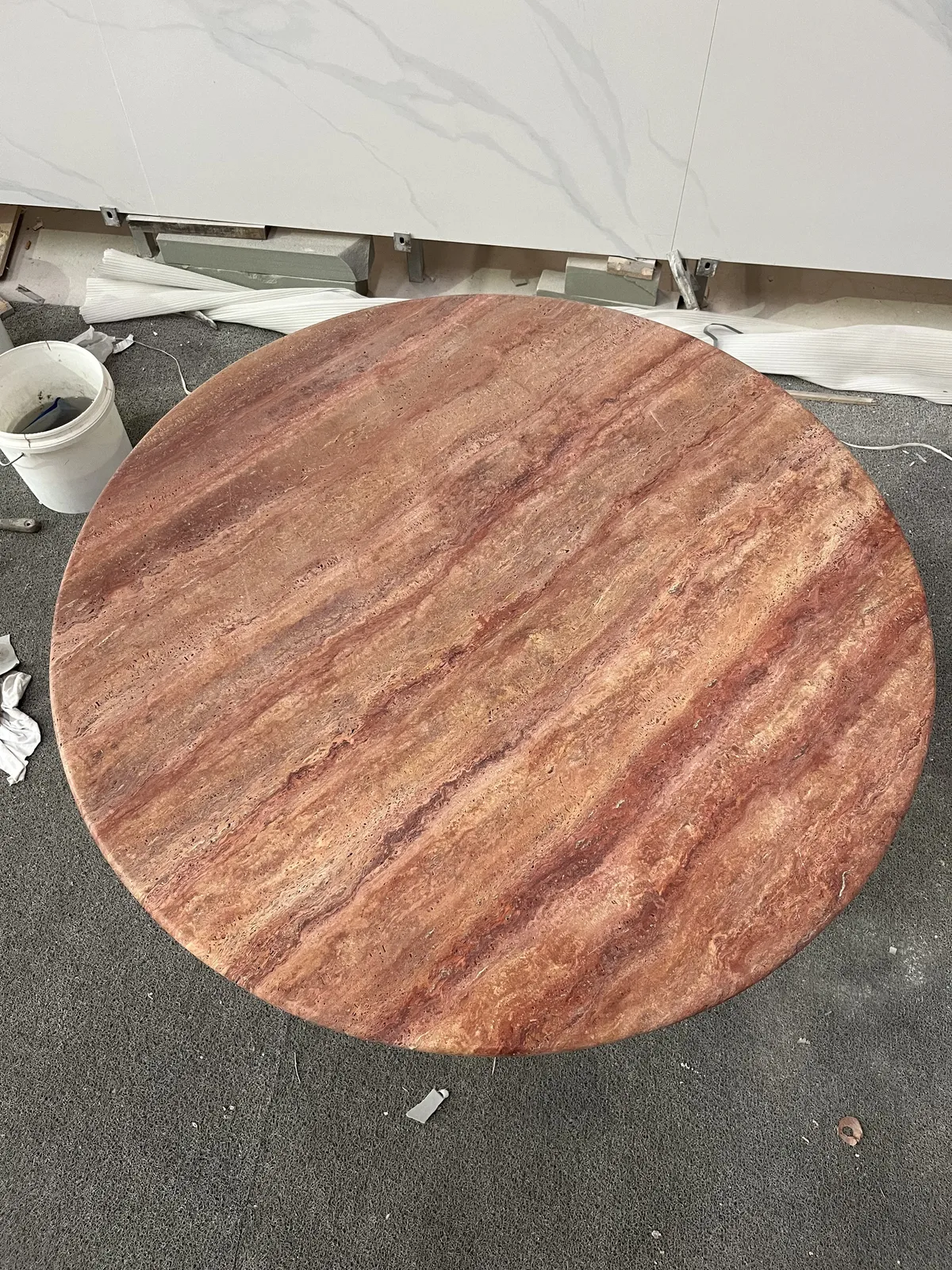 Red Travertine Table Round Travertine Pedestal Dingning Table