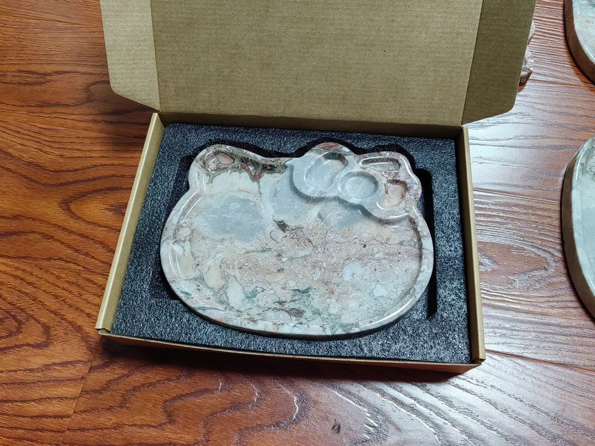 Modern Exquisite Hello Kitty Tray Four Season Pink Marble Plate for Home Decor