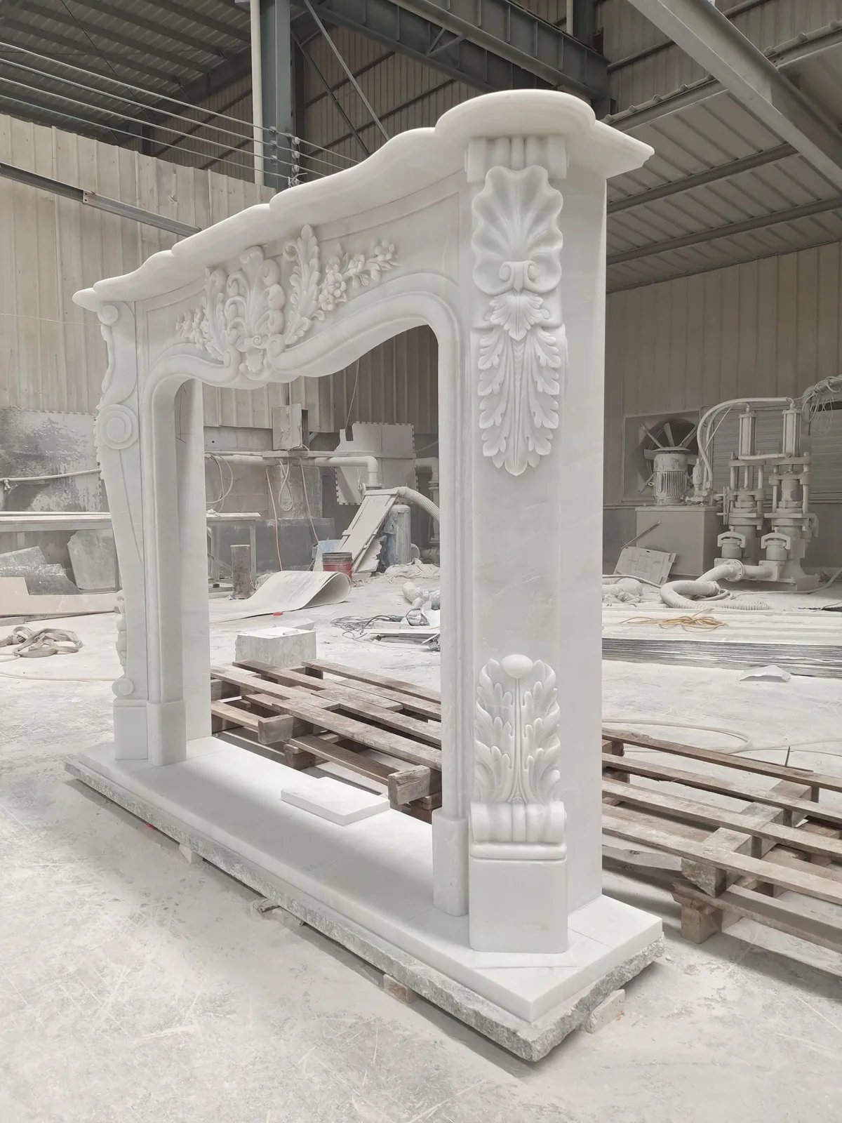 White Jade Marble Fireplace Mantel Surround French Style