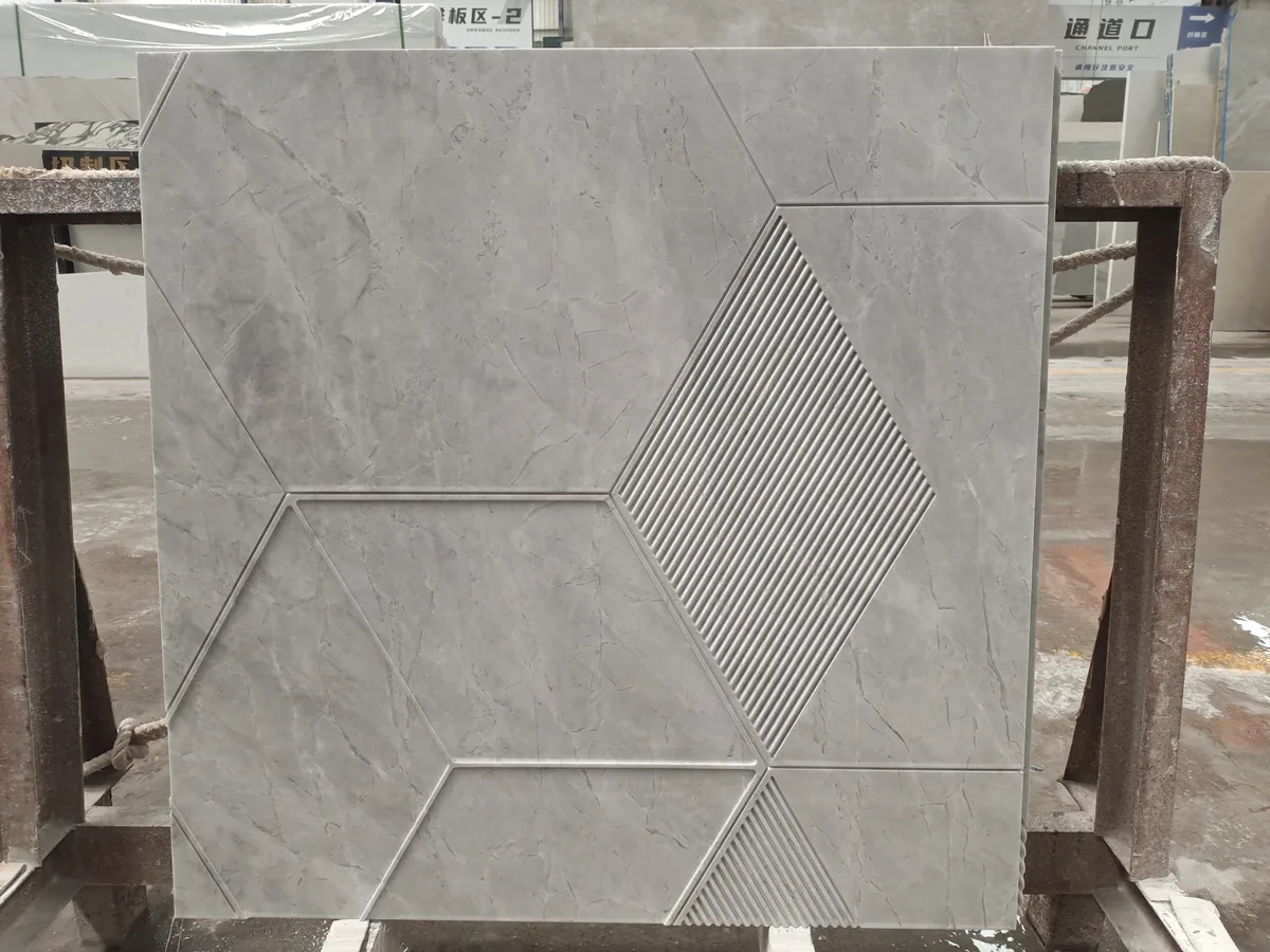 Modern Geometric Pattern Fendi Blue Marble Wall Panel Tile
