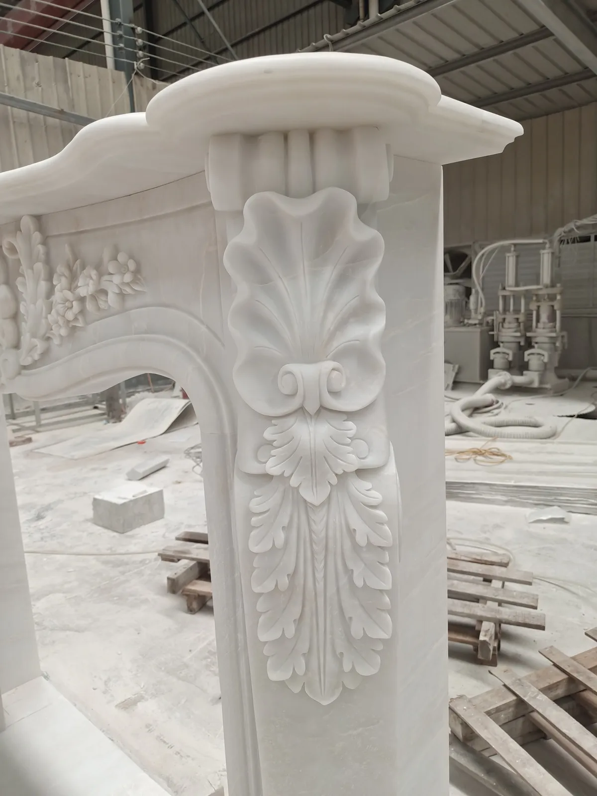 White Jade Marble Fireplace Mantel Surround French Style