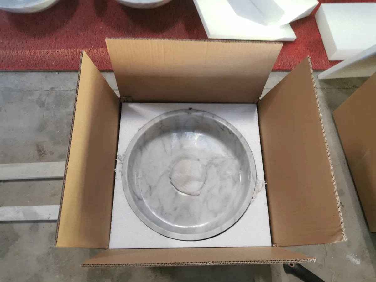 Carrara White Marble Round Wash Basin
