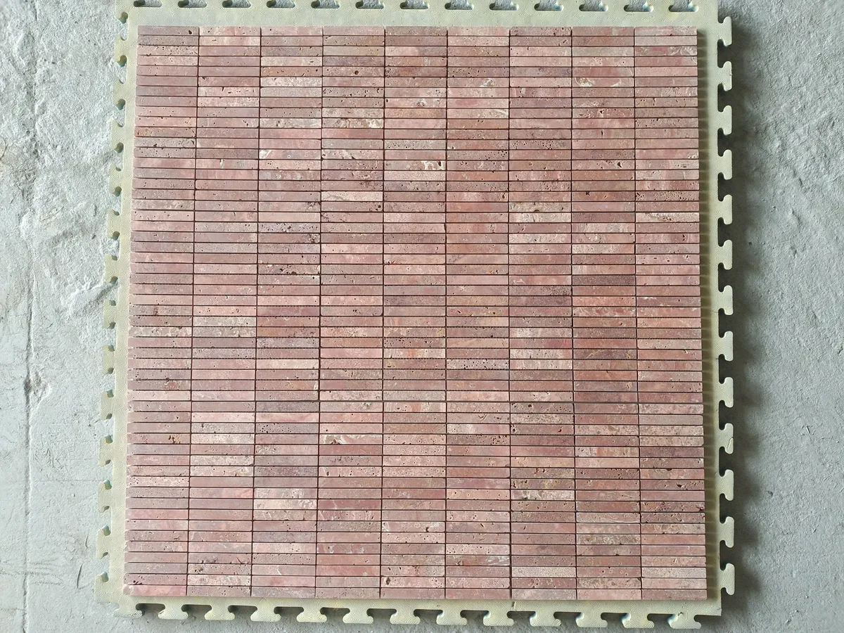 Red Travertine Kitkat Mosaic Tile