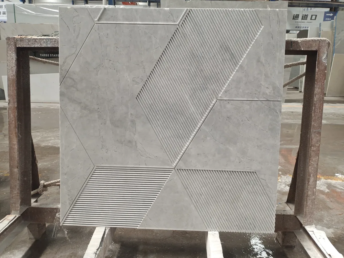 Modern Geometric Pattern Fendi Blue Marble Wall Panel Tile