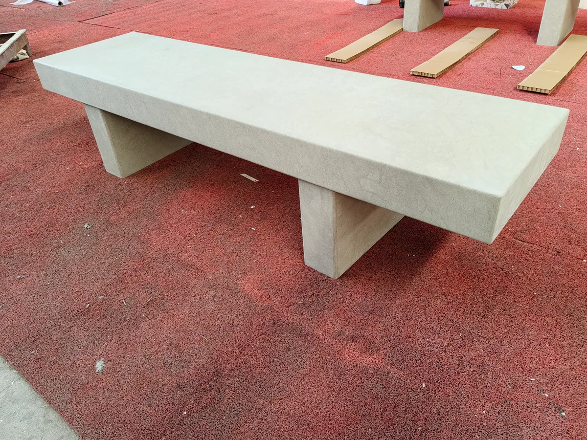 Prague Grey Marble Bench Honed Straight Stone Bench