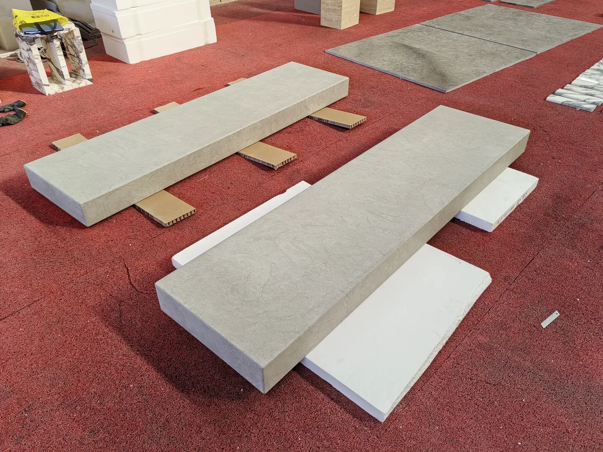 Prague Grey Marble Bench Honed Straight Stone Bench