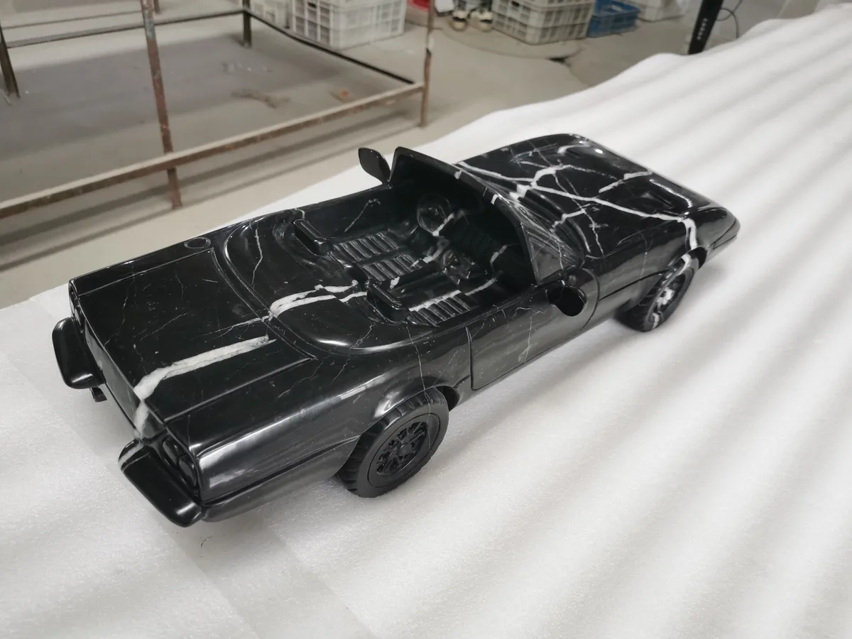 Nero Margiua Marble Car Model Hand Carved Sculpture Artwork