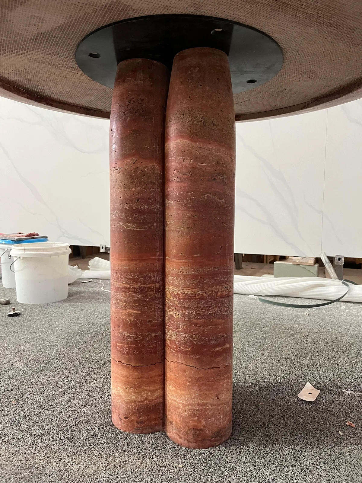 Red Travertine Table Round Travertine Pedestal Dingning Table