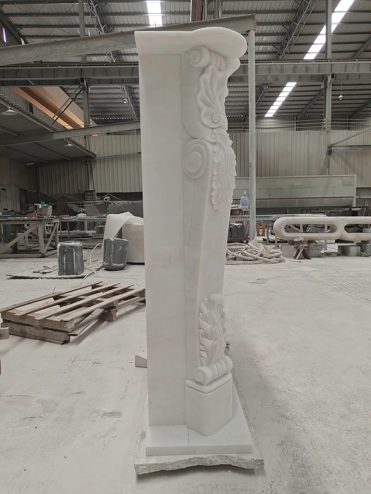 White Jade Marble Fireplace Mantel Surround French Style