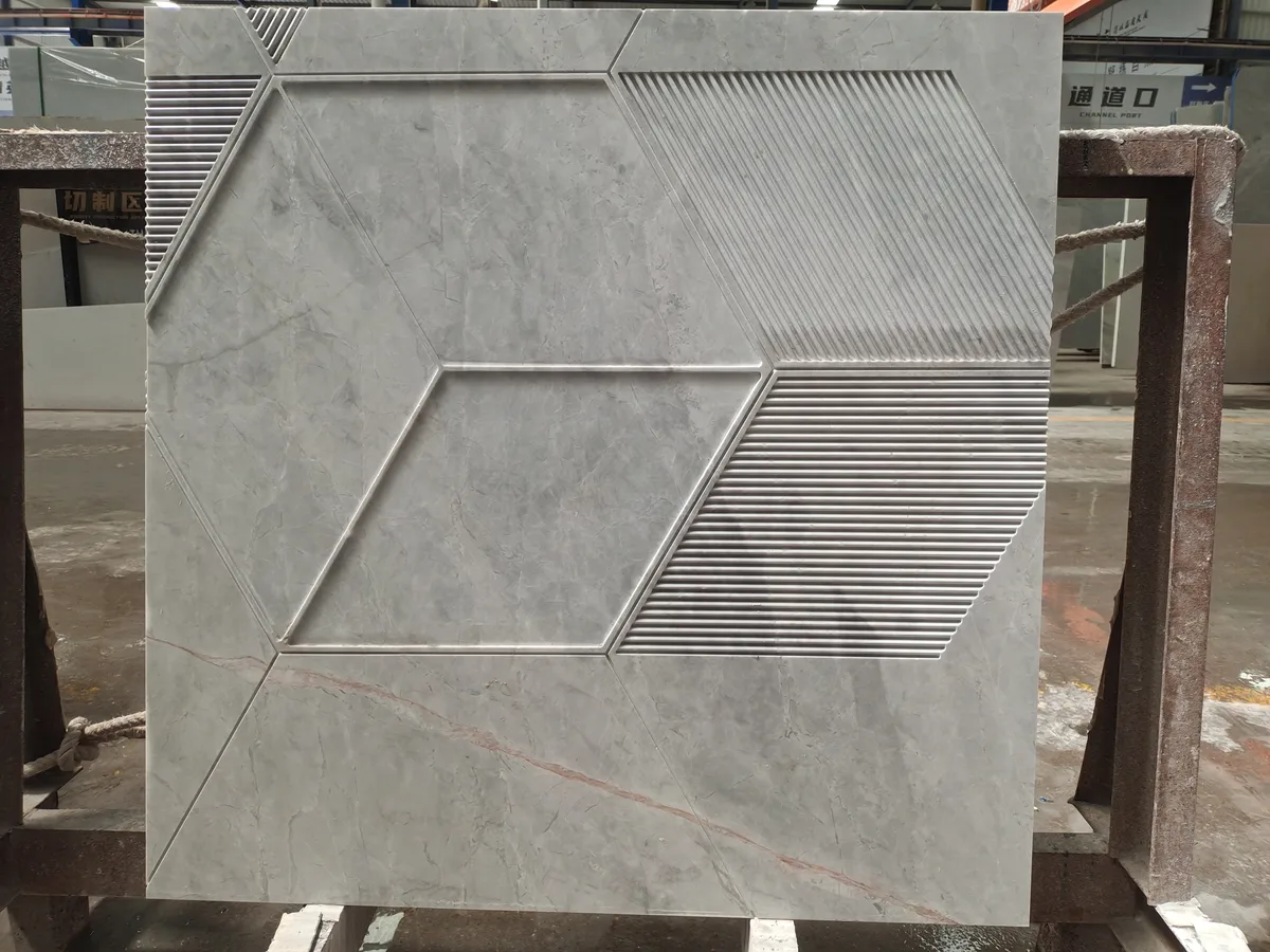 Modern Geometric Pattern Fendi Blue Marble Wall Panel Tile