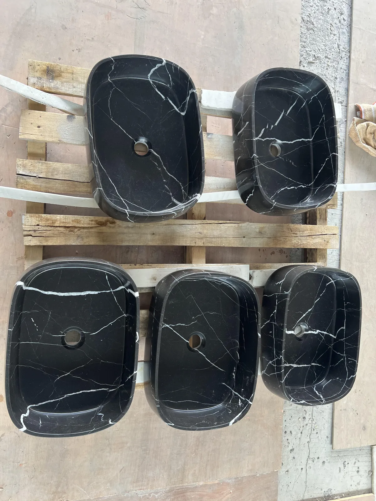 Honed Nero Marquina Marble Basin Rectangular Wash Sink