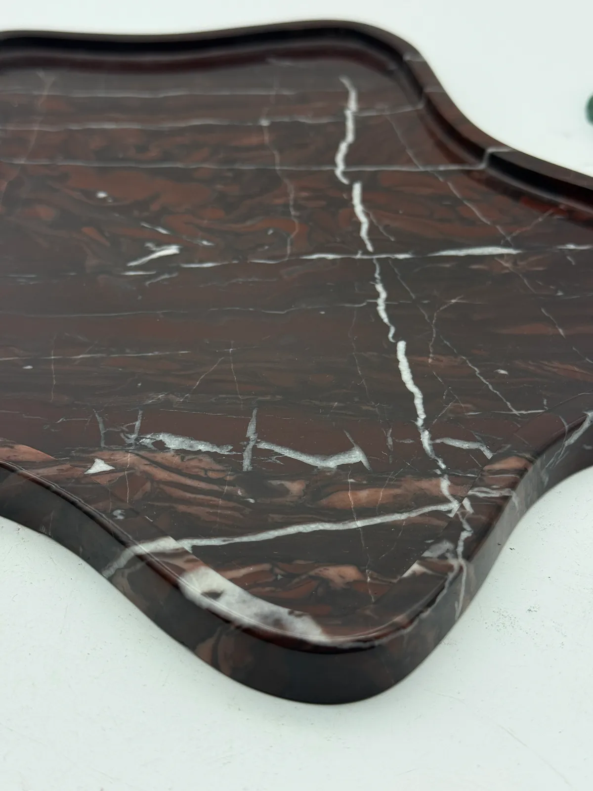 Unique Shape Rosso Levanto Marble Tray for Home Decor