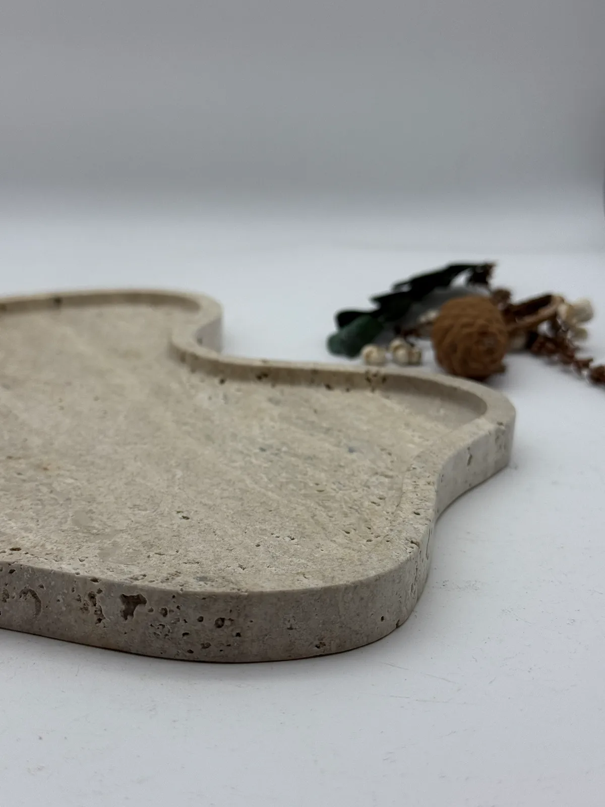 Unique Shape Beige Travertine Tray for Home Decor