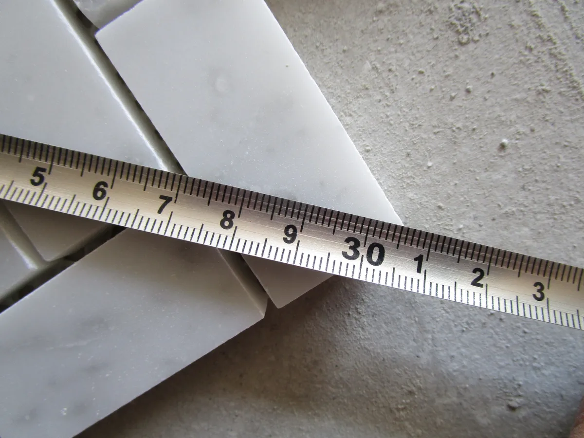 Polished Herringbone Bianco Carrara Marble Mosaic Tile