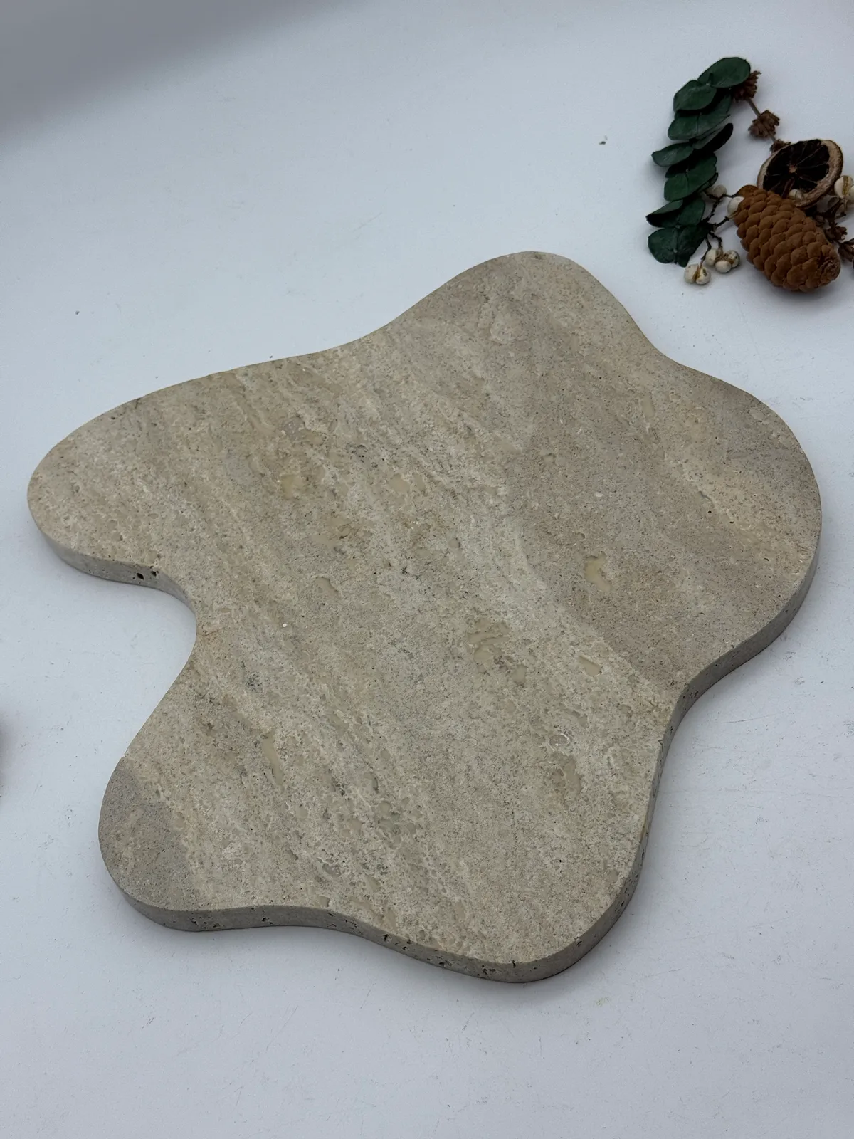 Unique Shape Beige Travertine Tray for Home Decor