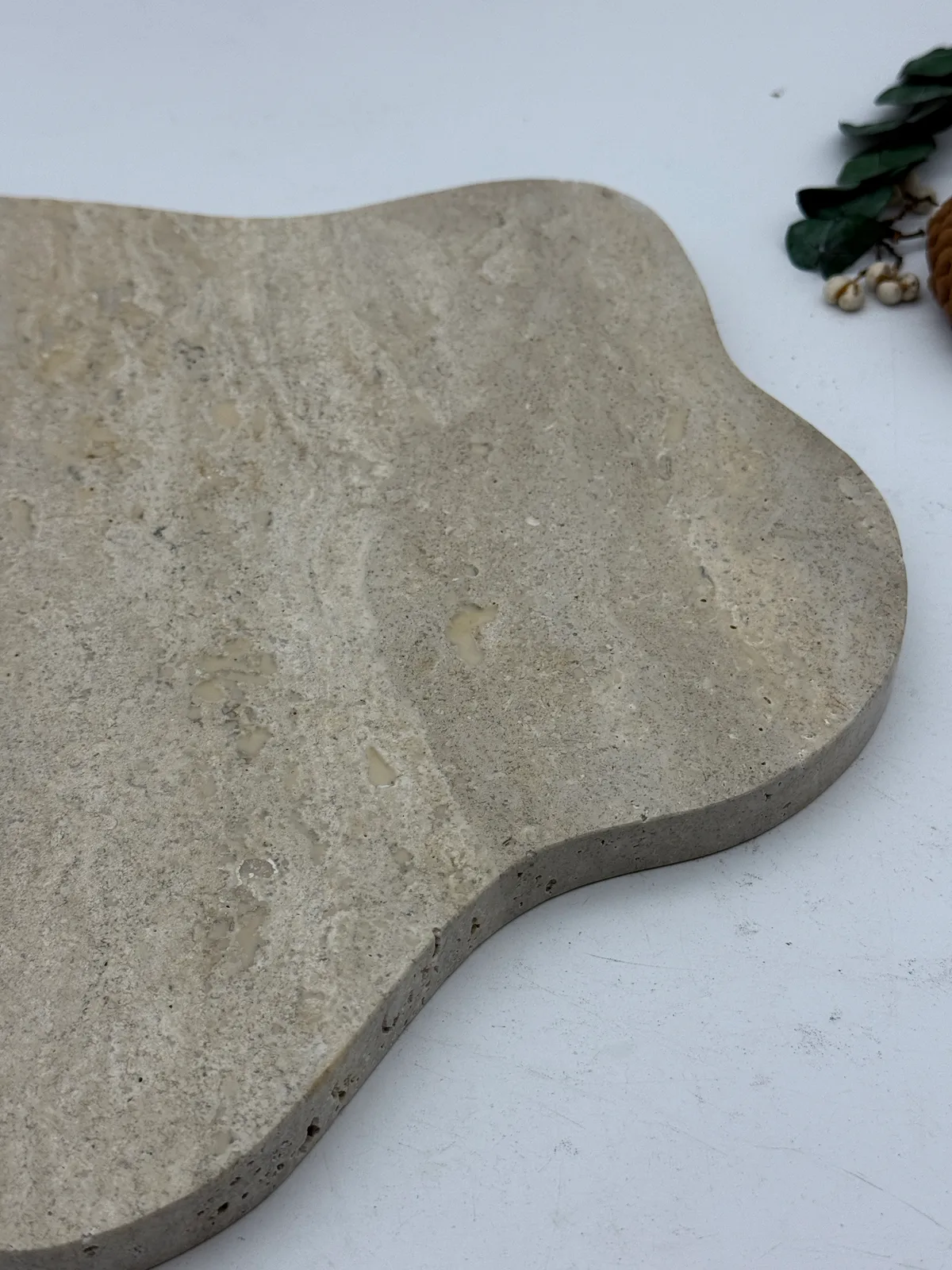 Unique Shape Beige Travertine Tray for Home Decor